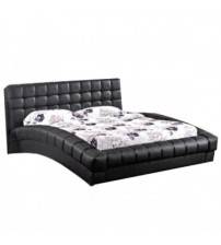 Elegance Queen Bed Leatherette with Grid Pattern Tufted Headboard with Sturdy Legs